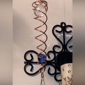 Bowring Brass spiral double crystal hanging decor